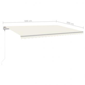 Markise Manuell Einziehbar mit Pfosten 5x3 m Creme