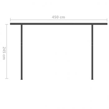 Markise Manuell Einziehbar mit Pfosten 4x3,5 m Anthrazit