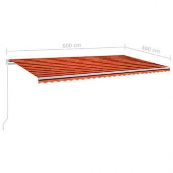 Automatische Markise mit LED & Windsensor 6x3 m Orange Braun