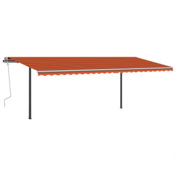 Markise Manuell Einziehbar mit Pfosten 6x3 m Orange Braun