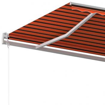 Markise Manuell Einziehbar mit Pfosten 6x3 m Orange Braun