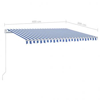 Markise Automatisch mit LED & Windsensor 4x3 m Blau & Weiß