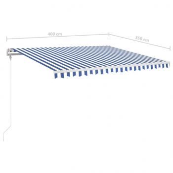 Automatische Markise mit LED & Windsensor 400x350 Blau und Weiß