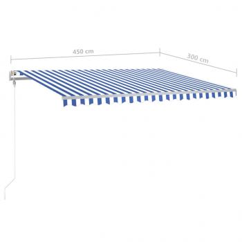 Standmarkise Manuell Einziehbar 450x300 cm Blau/Weiß