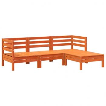 ARDEBO.de - Gartensofa 3-Sitzer mit Hocker Wachsbraun Massivholz Kiefer