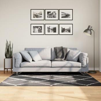 ARDEBO.de - Teppich Shaggy Hochflor Modern Schwarz und Creme 120x170 cm