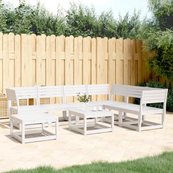 ARDEBO.de - 7-tlg. Garten-Lounge-Set Weiß Massivholz Kiefer