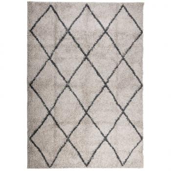 ARDEBO.de - Teppich Shaggy Hochflor Modern Beige und Anthrazit 140x200 cm