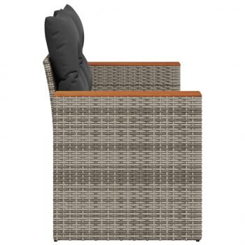 Gartensofa 2-Sitzer mit Kissen Grau Poly Rattan