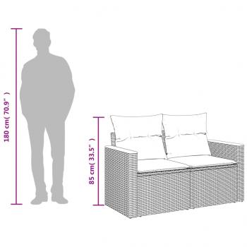 Gartensofa 2-Sitzer mit Kissen Grau Poly Rattan