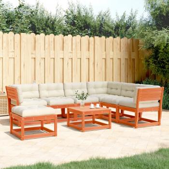 ARDEBO.de - 7tlg Garten-Lounge-Set mit Kissen Wachsbraun Massivholz Kiefer