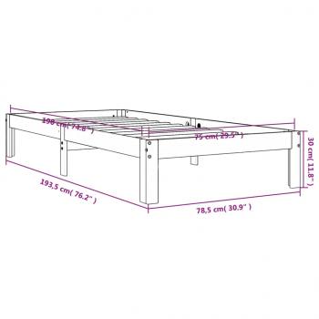 Massivholzbett ohne Matratze Wachsbraun 75x190 cm Kiefernholz