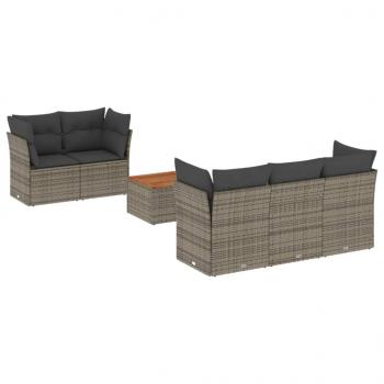 6-tlg. Garten-Sofagarnitur mit Kissen Grau Poly Rattan