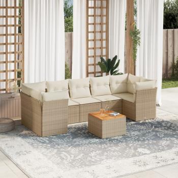 ARDEBO.de - 8-tlg. Garten-Sofagarnitur mit Kissen Beige Poly Rattan