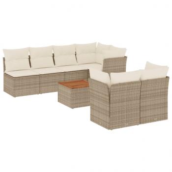 ARDEBO.de - 8-tlg. Garten-Sofagarnitur mit Kissen Beige Poly Rattan