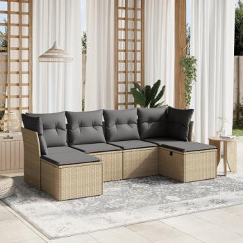 ARDEBO.de - 6-tlg. Garten-Sofagarnitur mit Kissen Beige Poly Rattan