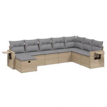 8-tlg. Garten-Sofagarnitur mit Kissen Beige Poly Rattan