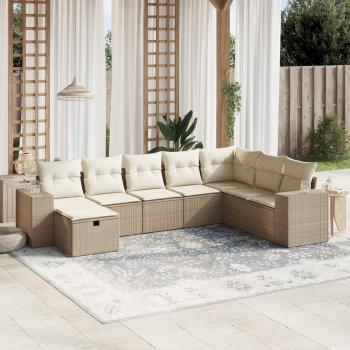 ARDEBO.de - 8-tlg. Garten-Sofagarnitur mit Kissen Beige Poly Rattan