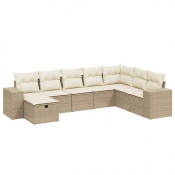 8-tlg. Garten-Sofagarnitur mit Kissen Beige Poly Rattan