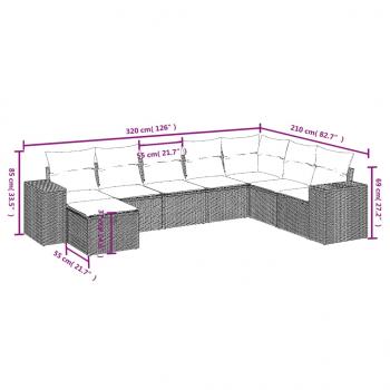 8-tlg. Garten-Sofagarnitur mit Kissen Beige Poly Rattan