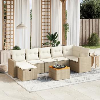 ARDEBO.de - 8-tlg. Garten-Sofagarnitur mit Kissen Beige Poly Rattan