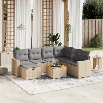 ARDEBO.de - 8-tlg. Garten-Sofagarnitur mit Kissen Beige Poly Rattan