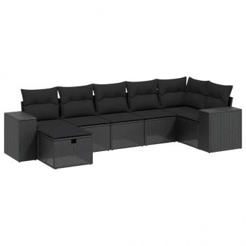 ARDEBO.de - 8-tlg. Garten-Sofagarnitur mit Kissen Schwarz Poly Rattan