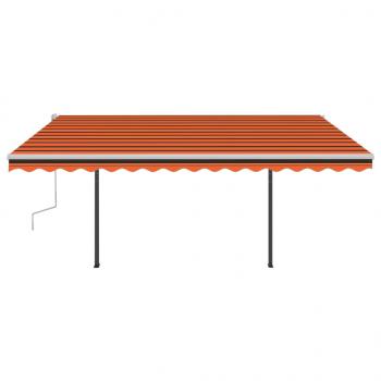 Markise Manuell Einziehbar mit Pfosten 4,5x3 m Orange und Braun