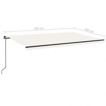 Markise Manuell Einziehbar mit LED 500x300 cm Creme