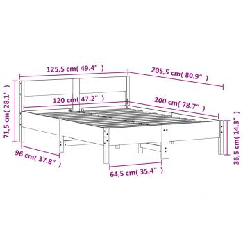 Massivholzbett ohne Matratze 120x200 cm Kiefernholz