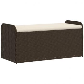 ARDEBO.de - Sitzbank mit Stauraum & Kissen Braun 115x51x52 cm Poly Rattan