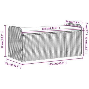 Sitzbank mit Stauraum & Kissen Braun 115x51x52 cm Poly Rattan