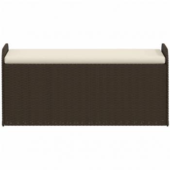 Sitzbank mit Stauraum & Kissen Braun 115x51x52 cm Poly Rattan