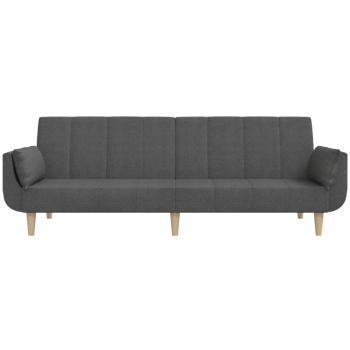 Schlafsofa 2-Sitzer mit 2 Kissen Dunkelgrau Stoff