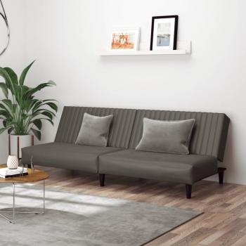 ARDEBO.de - Schlafsofa 2-Sitzer Grau Kunstleder