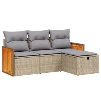 4-tlg. Garten-Sofagarnitur mit Kissen Beigemischung Poly Rattan