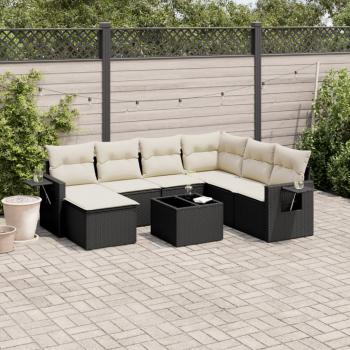 ARDEBO.de - 8-tlg. Garten-Sofagarnitur mit Kissen Schwarz Poly Rattan