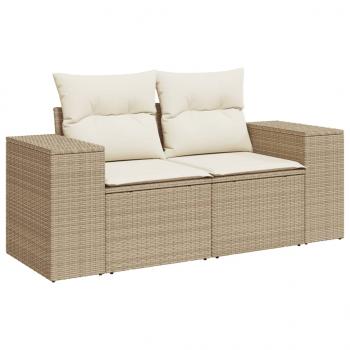 9-tlg. Garten-Sofagarnitur mit Kissen Beige Poly Rattan