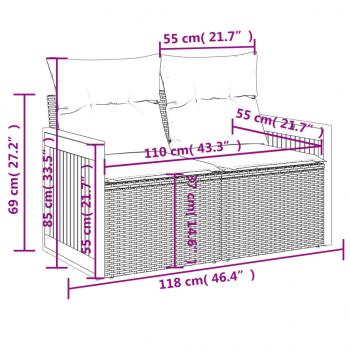 6-tlg. Garten-Sofagarnitur mit Kissen Schwarz Poly Rattan