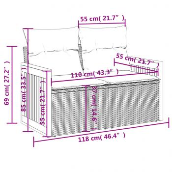 7-tlg. Garten-Sofagarnitur mit Kissen Schwarz Poly Rattan