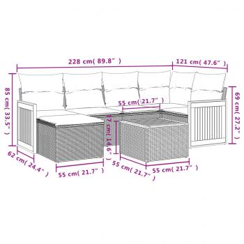 7-tlg. Garten-Sofagarnitur mit Kissen Beige Poly Rattan