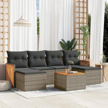 ARDEBO.de - 7-tlg. Garten-Sofagarnitur mit Kissen Grau Poly Rattan