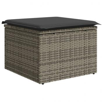 12-tlg. Garten-Sofagarnitur mit Kissen Grau Poly Rattan