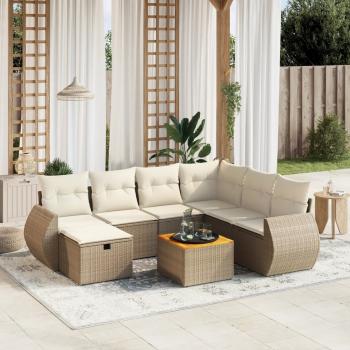 ARDEBO.de - 8-tlg. Garten-Sofagarnitur mit Kissen Beige Poly Rattan