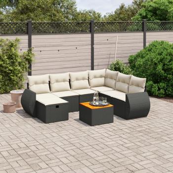 ARDEBO.de - 8-tlg. Garten-Sofagarnitur mit Kissen Schwarz Poly Rattan