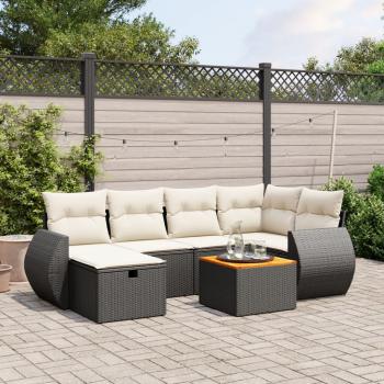 ARDEBO.de - 7-tlg. Garten-Sofagarnitur mit Kissen Schwarz Poly Rattan