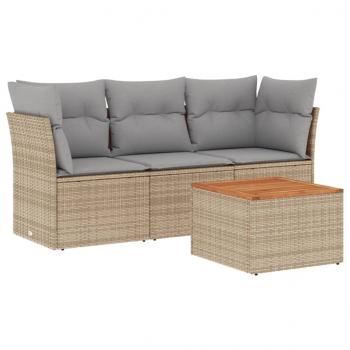 ARDEBO.de - 4-tlg. Garten-Sofagarnitur mit Kissen Beige Poly Rattan