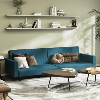 ARDEBO.de - Schlafsofa 2-Sitzer Blau Samt