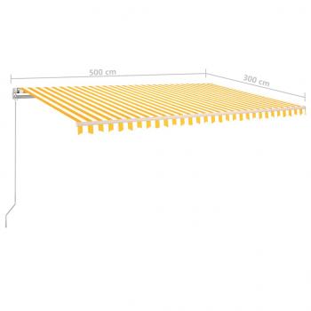 Markise Automatisch mit LED & Windsensor 5x3 m Gelb & Weiß