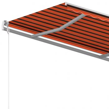 Markise Manuell Einziehbar mit Pfosten 4,5x3,5 m Orange Braun